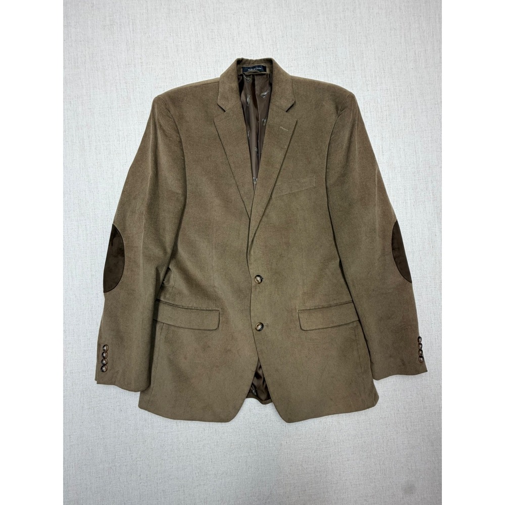 Lauren Ralph Lauren Mens 40L Corduroy Blazer Brown Elbow Patch Fox Sport Coat